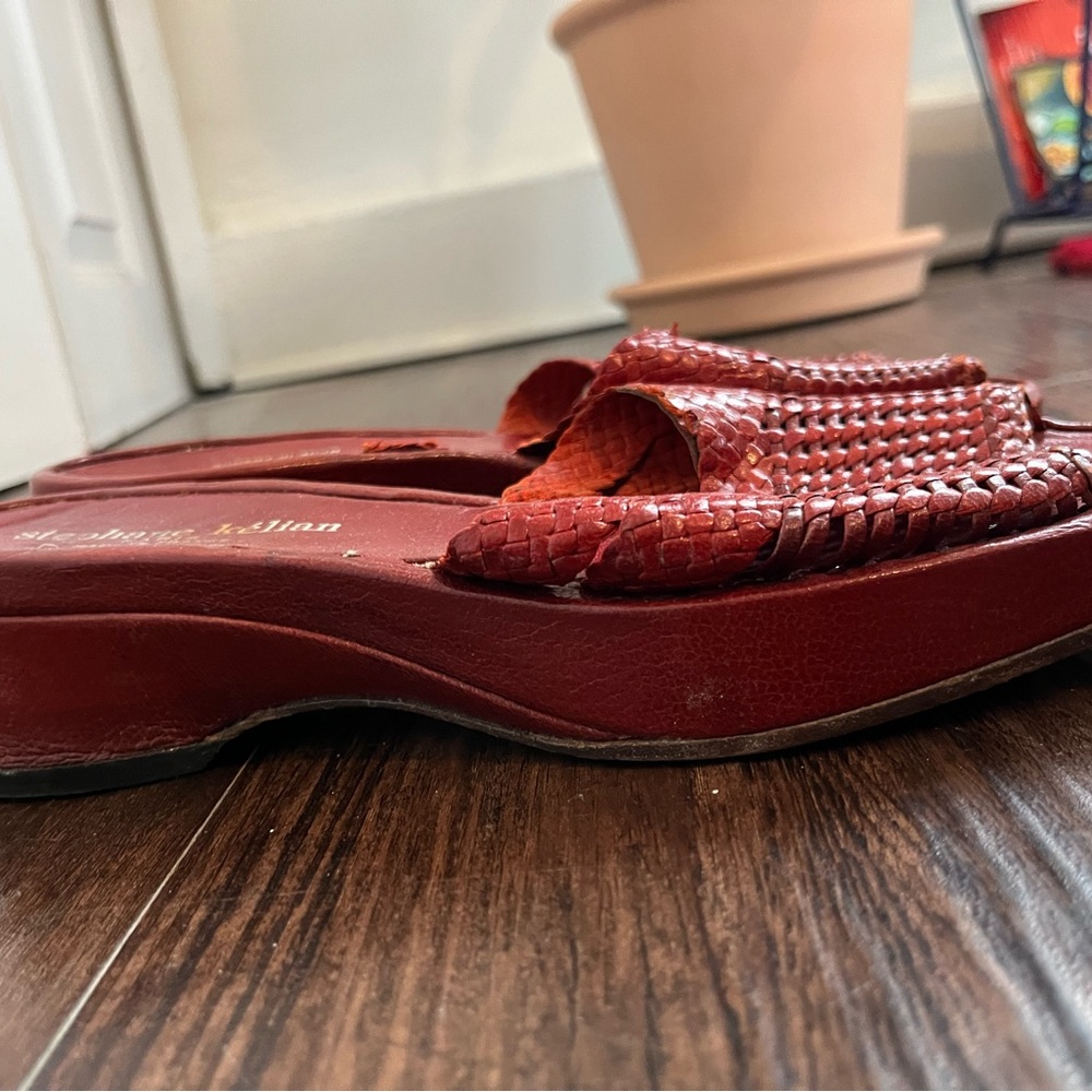 Stephane Kelian made in France Red Woven Leather Mules - Picture 2 of 5